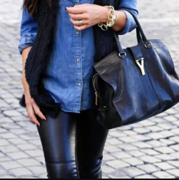 NWT Jessica Simpson Matte Black Vegan Faux Leather Leggings - Large L - Picture 2 of 9